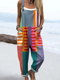 Mireya | Striped Patchwork Wide-Leg Jumpsuit