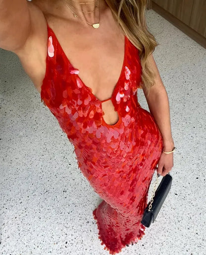 Hollis - Sequin Backless Maxi Dress