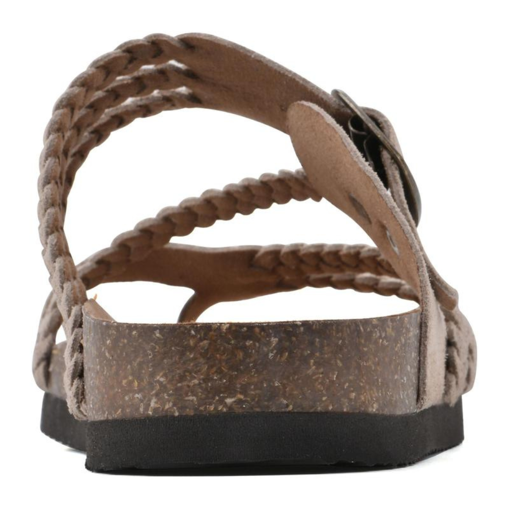 Women's braided buckle cork flat sandals