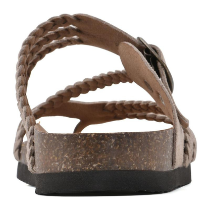 Women's braided buckle cork flat sandals