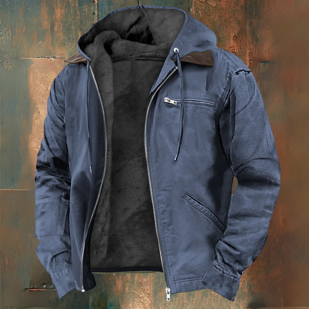 Men's zip-up hooded gilet with pockets - blue