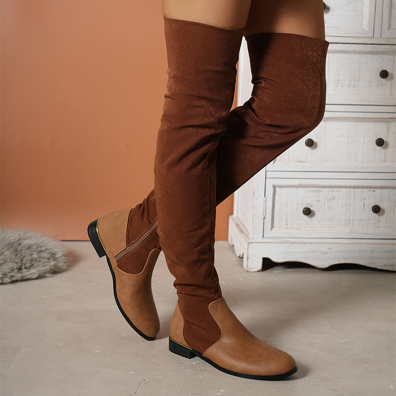 Women's over the knee suede boots with side zipper