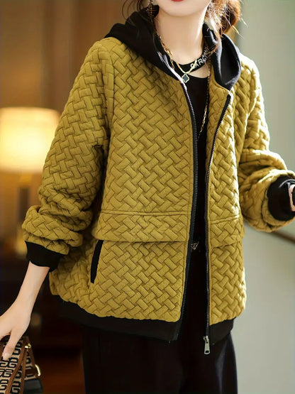Alienor - Quilted Hooded Coat with Contrast Trim