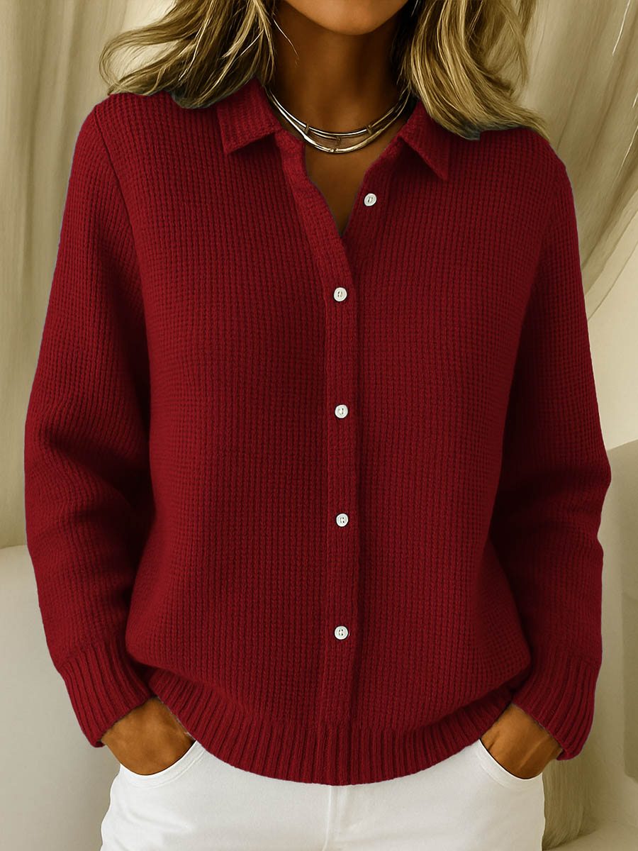 Jacinta - Collared Button-Front Knit Cardigan