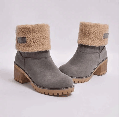 Women's mid-calf snow boots with round toe