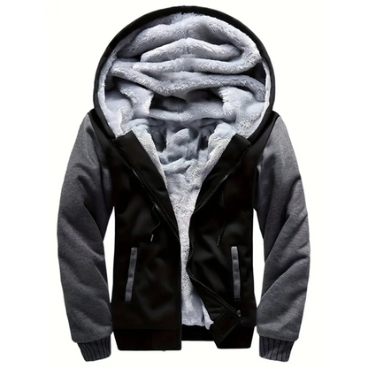 Fleece hooded jacket for men - graphite
