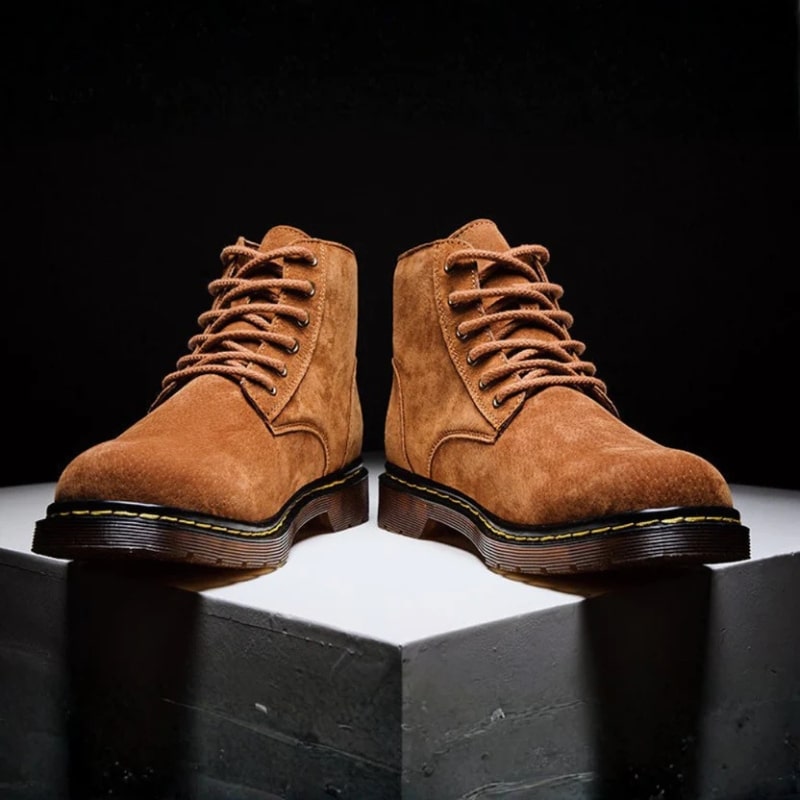 Lace Up Suede Boots with Cushioned Insole for Men