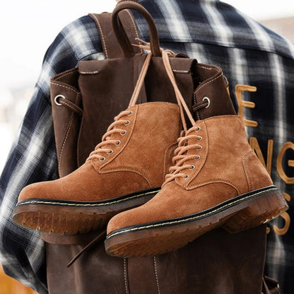 Lace Up Suede Boots with Cushioned Insole for Men - brown