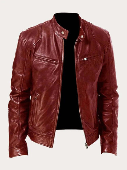 Genuine leather jacket for men - burgundy