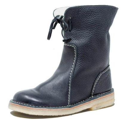 Women's winter snow boots with plush lining and lace-up front
