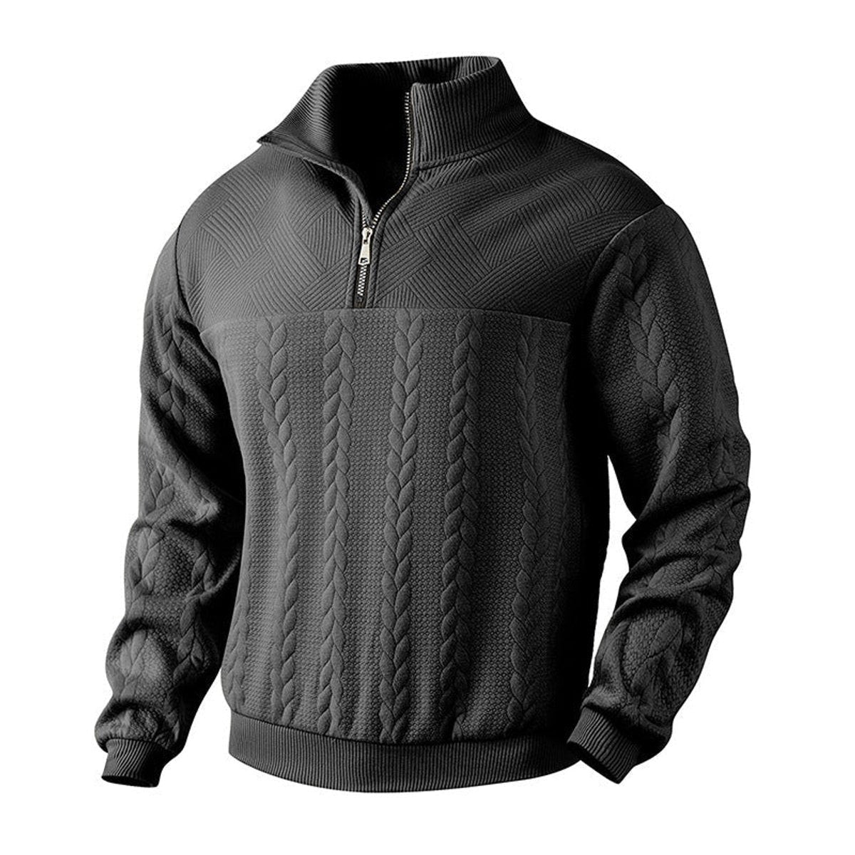 Cable knit quarter-zip sweater for men