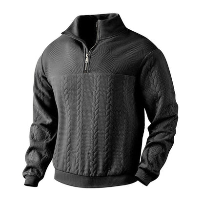 Cable knit quarter-zip sweater for men