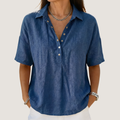 Willow | Collared Button Linen-Look Blouse