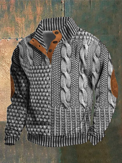 Knit sweater for men in extended sizes - light grey