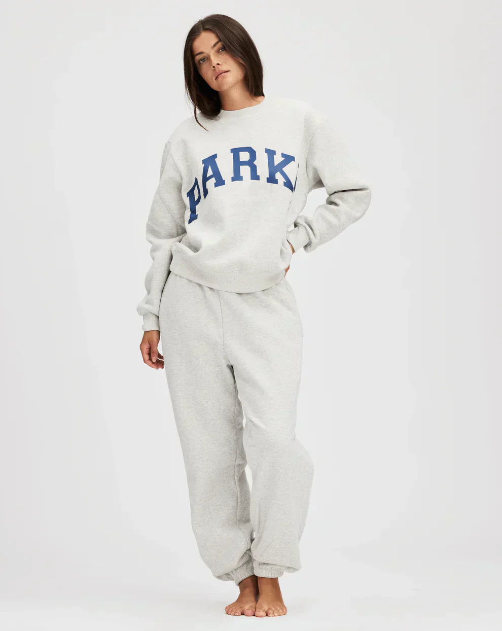 Varsity Oversized Sweatshirt Grey with Navy Letters