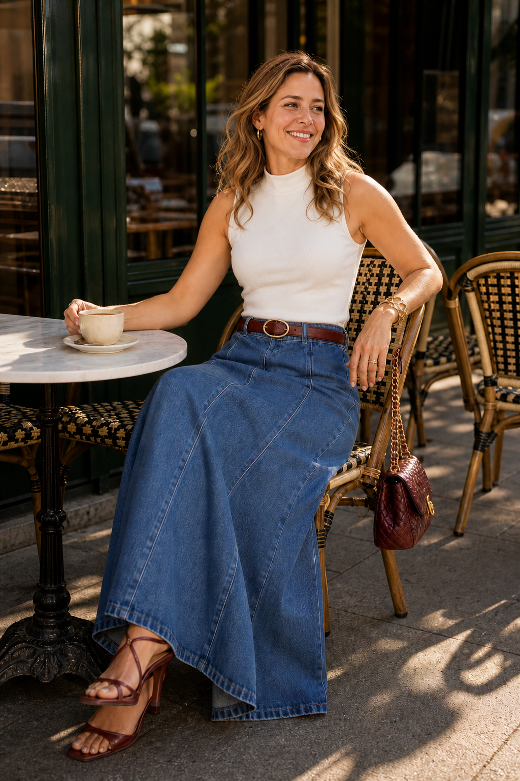 Enrica - High-Waist A-Line Maxi Skirt
