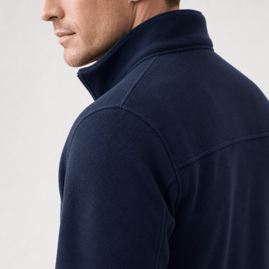 Men's sherpa lined fleece jacket with stand collar