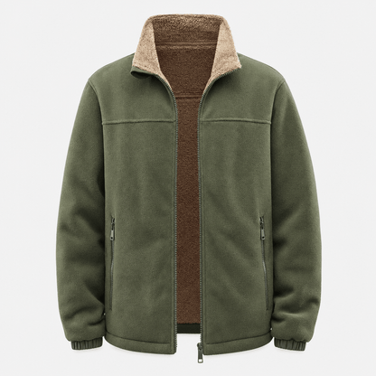 Men's sherpa lined fleece jacket with stand collar