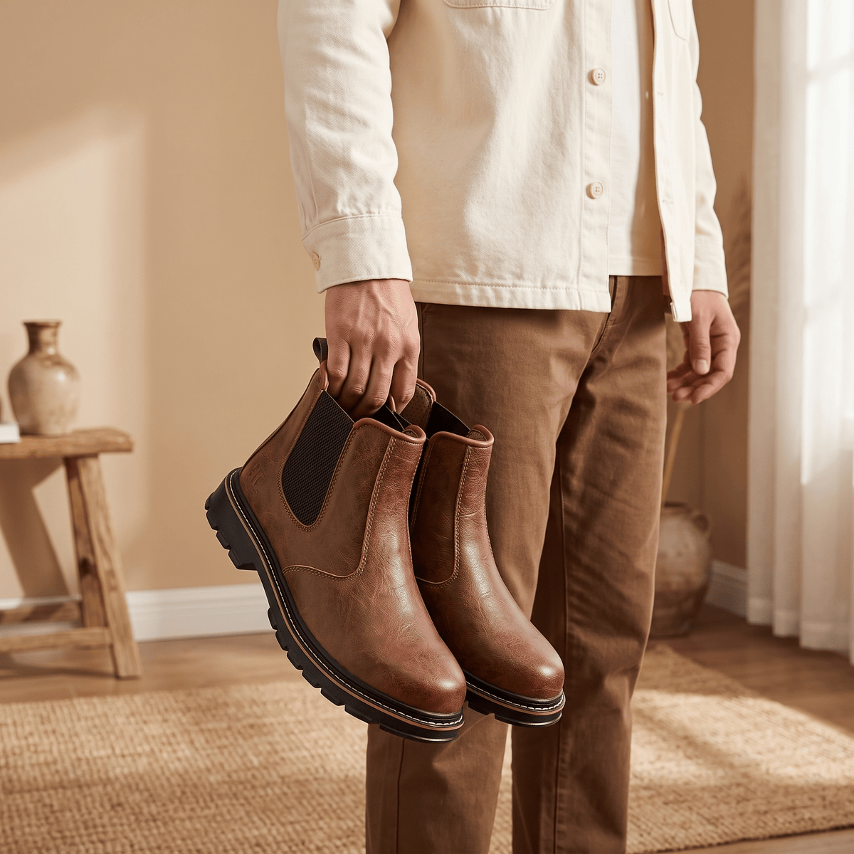 Steel Toe Chelsea Work Boots for Men