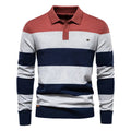 Mike | Striped Long Sleeve Knit Polo Sweater