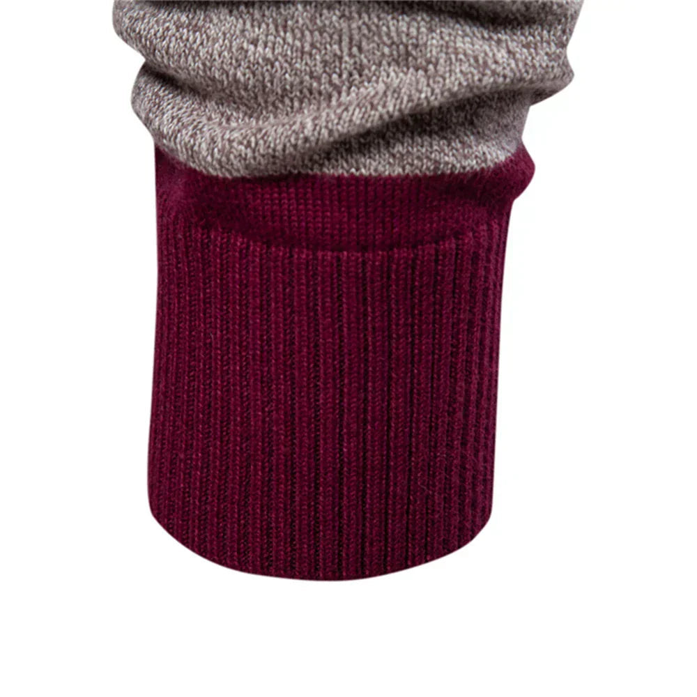 Men's striped long sleeve knit polo sweater