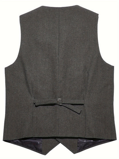 Men's wool blend waistcoat with button front