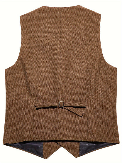 Men's wool blend waistcoat with button front
