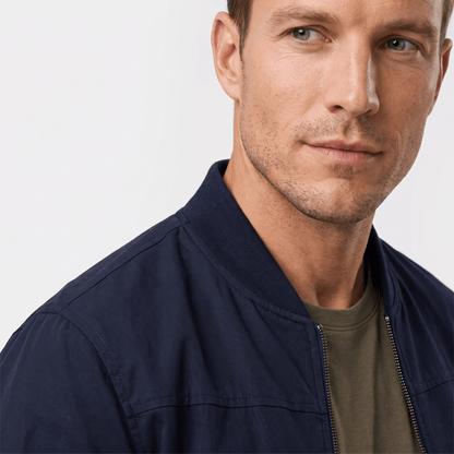 Men's suede bomber jacket with welt pockets