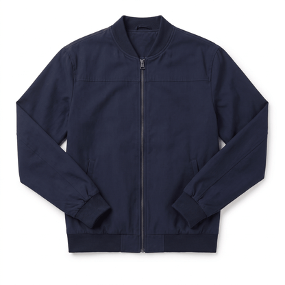 Suede bomber jacket for men with ribbed collar