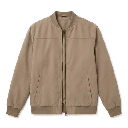 Men's suede bomber jacket with welt pockets