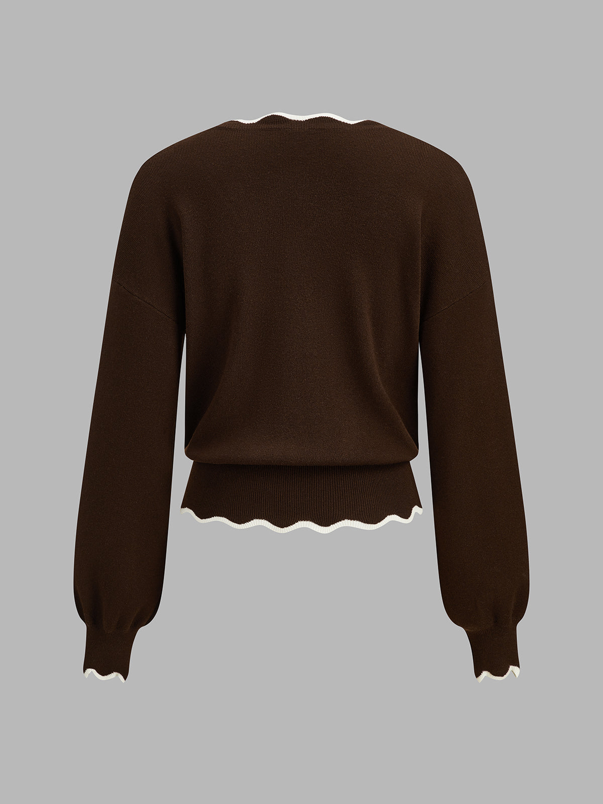 Dulcie - Scallop-Trim Stretch Knit Sweater