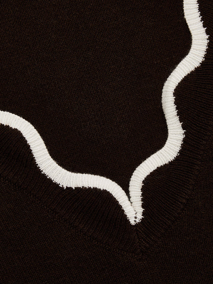 Dulcie - Scallop-Trim Stretch Knit Sweater