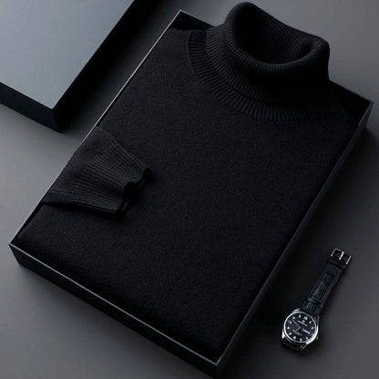 Men's knit turtleneck sweater - black