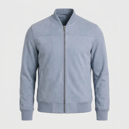 Men's suede effect bomber jacket with rib collar