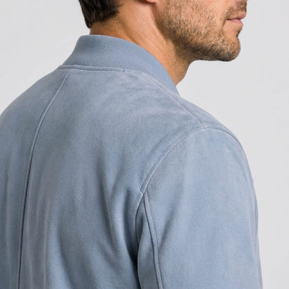 Men's suede effect bomber jacket with rib collar