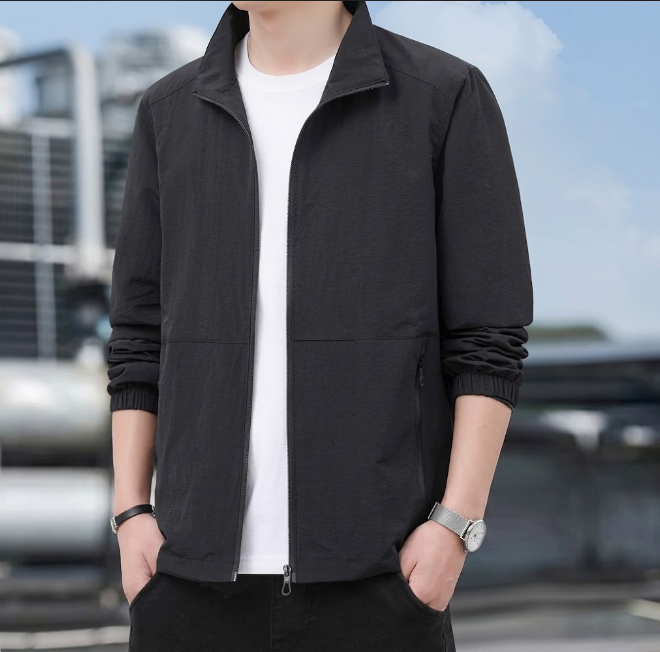 Joris - Bomber Jacket with Stand Collar in Extended Sizes