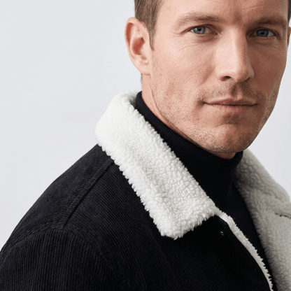 Corduroy Jacket with Sherpa Collar for Men