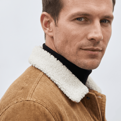 Corduroy Jacket with Sherpa Collar for Men