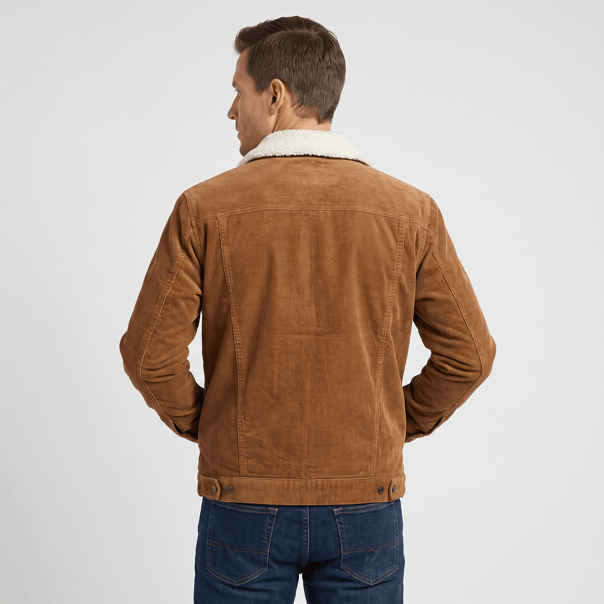 Corduroy Jacket with Sherpa Collar for Men