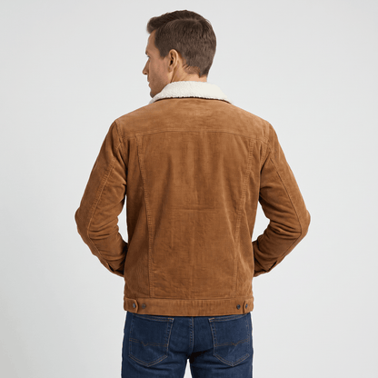 Corduroy Jacket with Sherpa Collar for Men