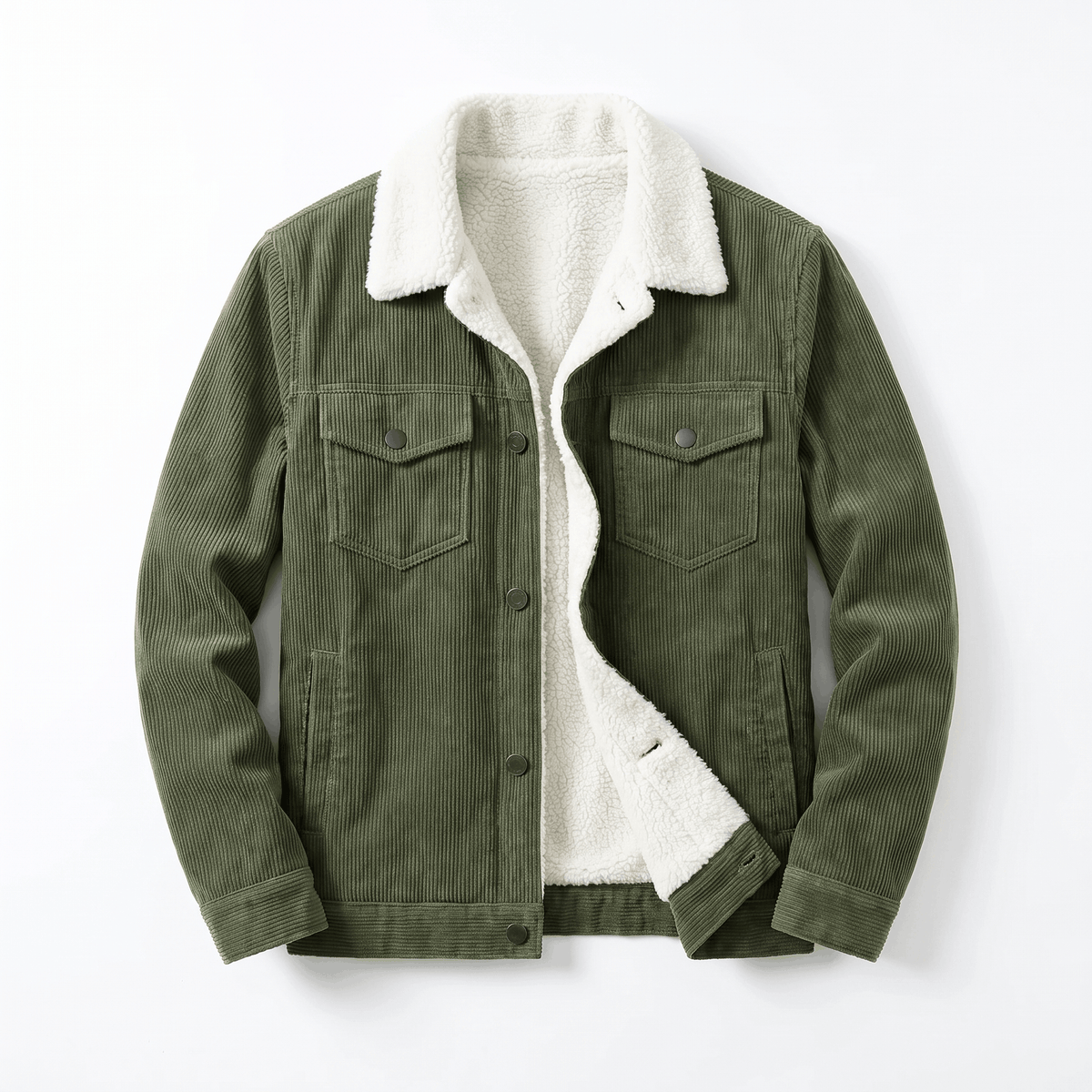 Corduroy Jacket with Sherpa Collar for Men