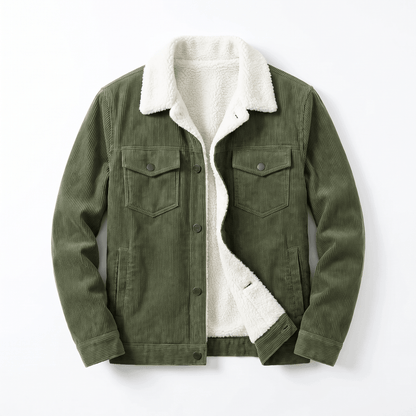 Corduroy Jacket with Sherpa Collar for Men