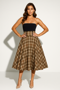Jeanne | Checked A-Line Midi Skirt