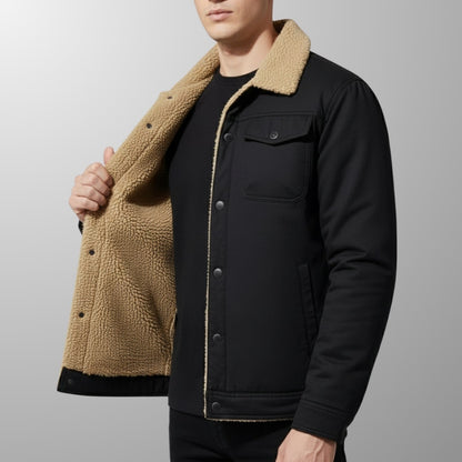Bomber jacket for men with fleece collar