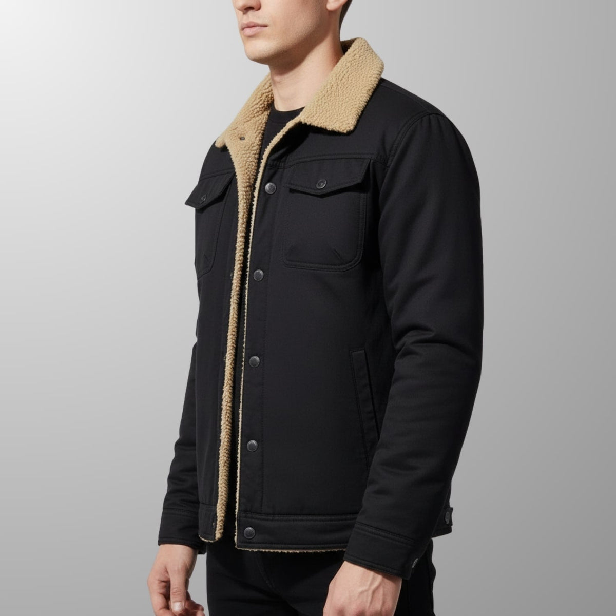 Bomber jacket for men with fleece collar