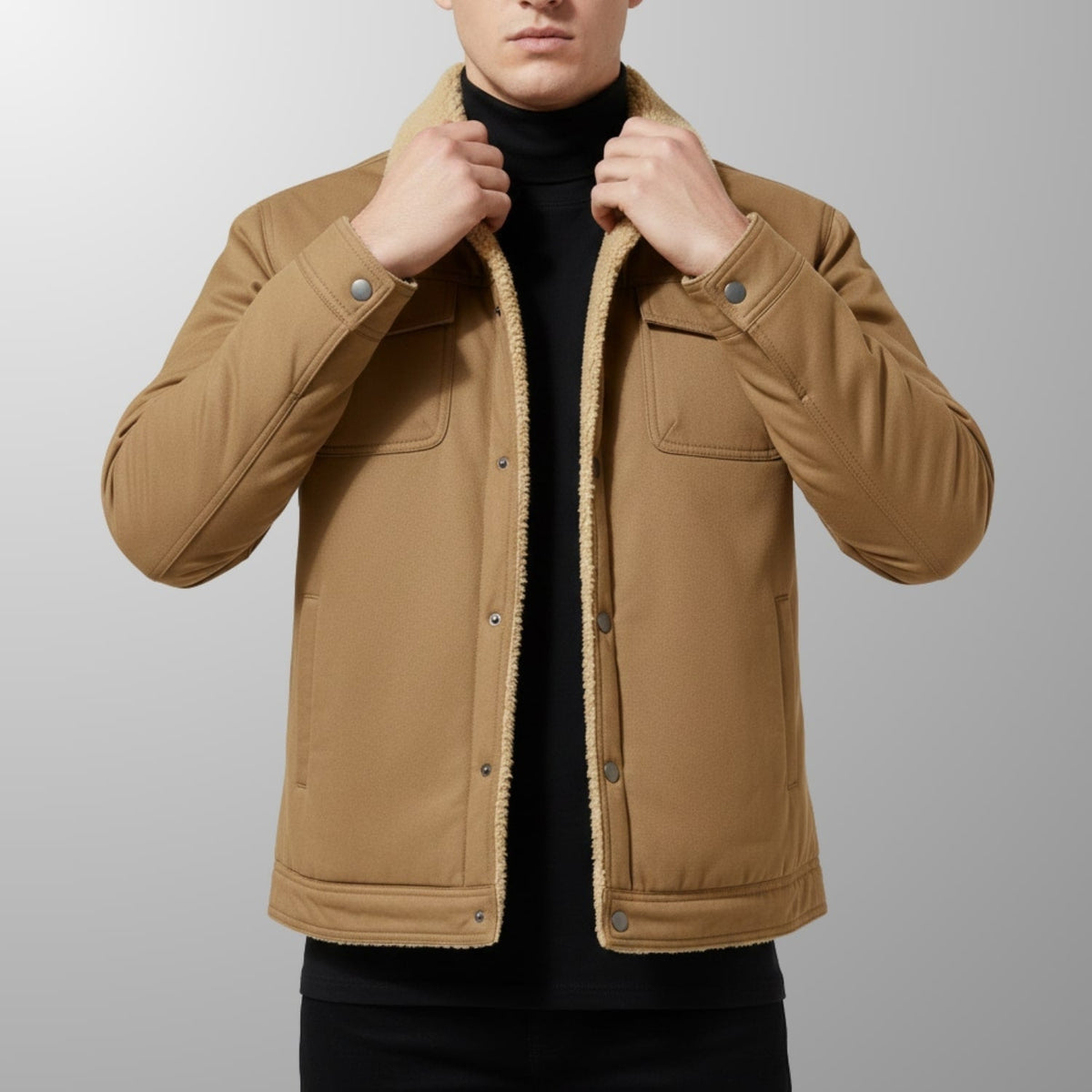 Bomber jacket for men with fleece collar