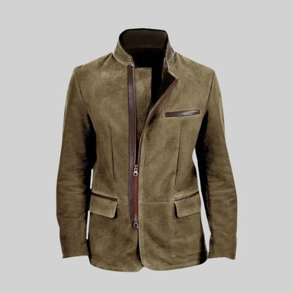 Men's suede field jacket with four pockets