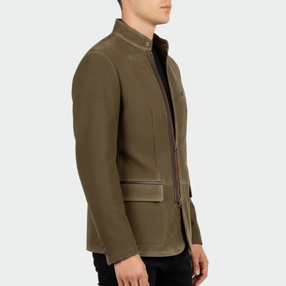 Men's suede field jacket with four pockets