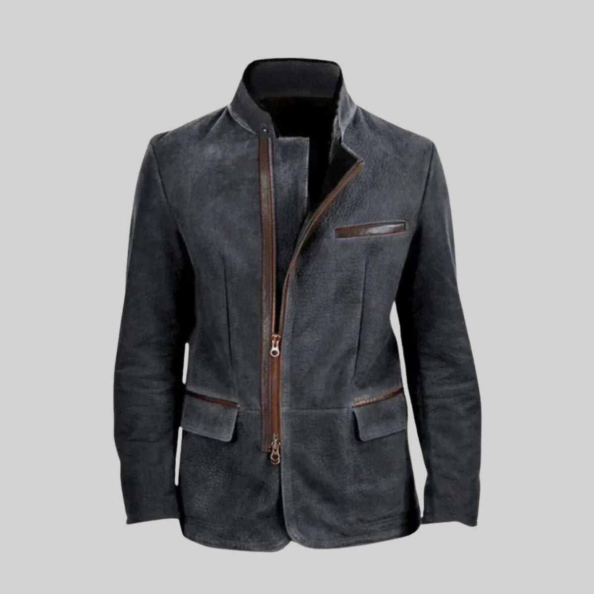 Men's suede field jacket with four pockets