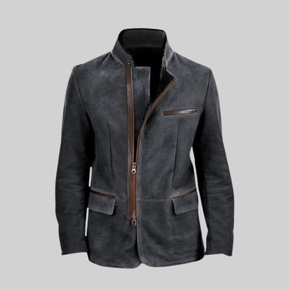 Men's suede field jacket with four pockets